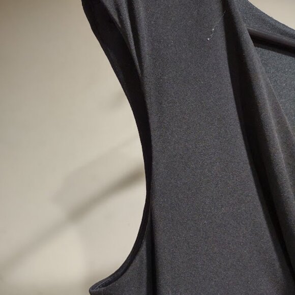 DONNA RICCO BLACK SLEEVELESS ASYMMETRIC LAYERS EVENING DRESS RUCHED SIDE SIZE 14 - Picture 6 of 12